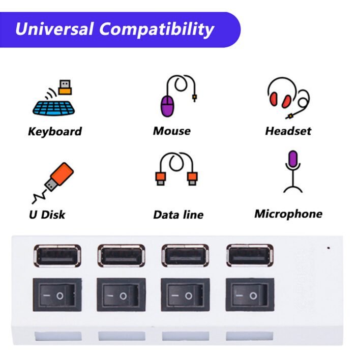 Multi USB Splitter with 4 Ports